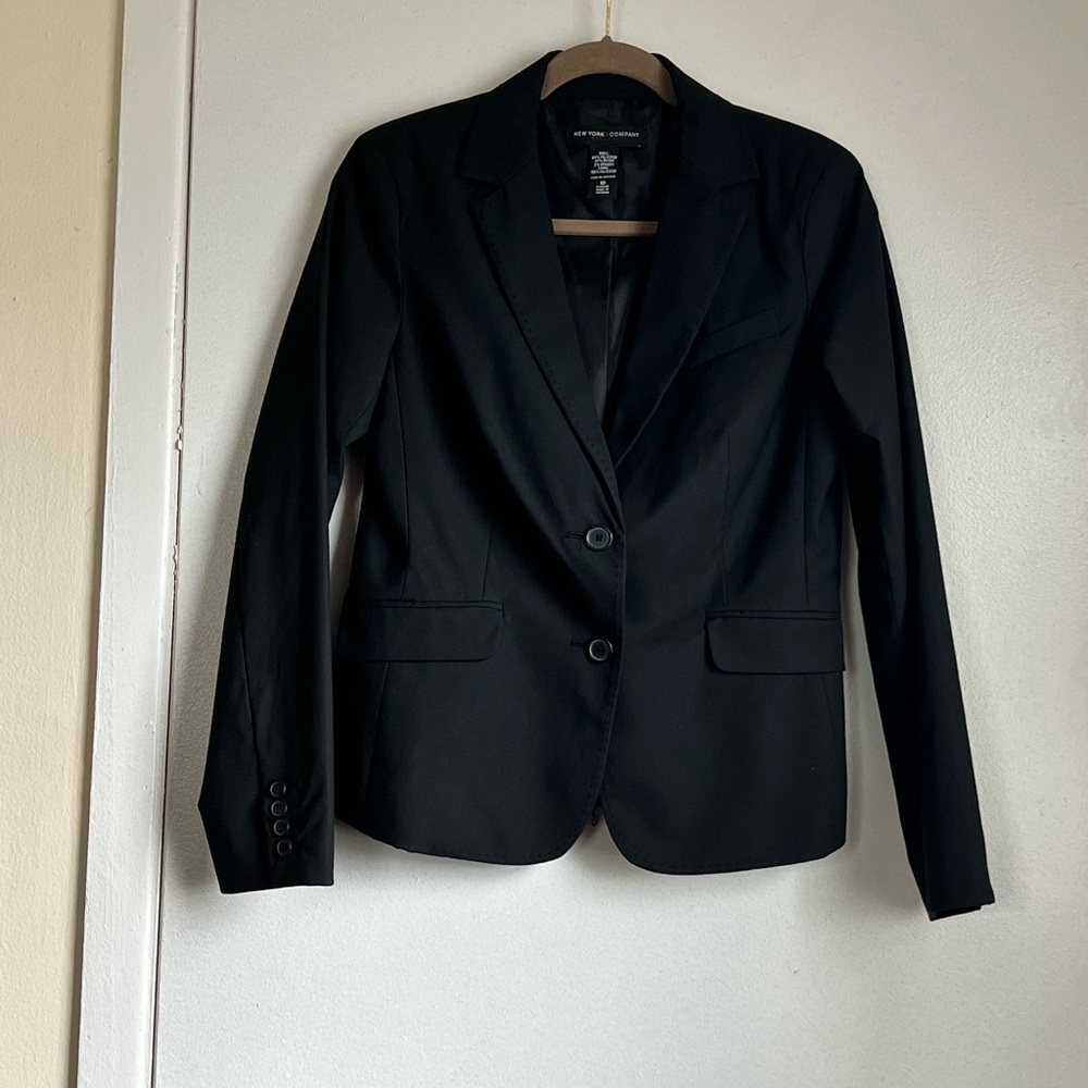 New York & Company Black Tailored Blazer Size 10 Career Classic Staple Office